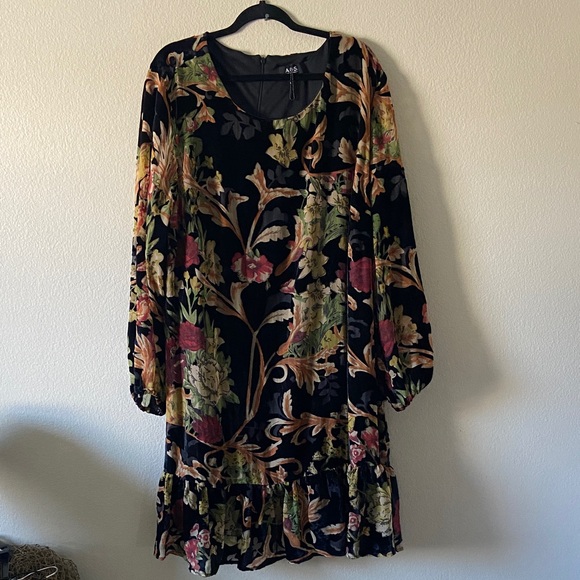 A.B.S. COLLECTION Sheer FLORAL Overlay DRESS - Picture 1 of 9